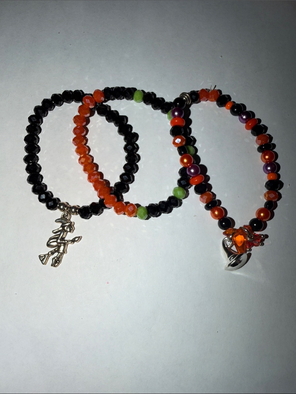 Handcrafted Black and Orange Beaded Women’s Bracelet Set